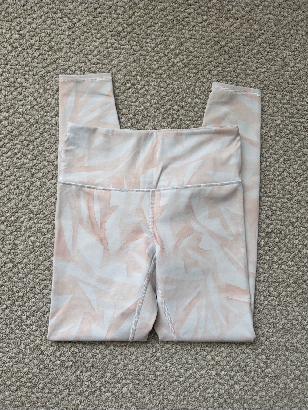 ATHLETA High-Waist Leggings in Pale Pink Leaf Print